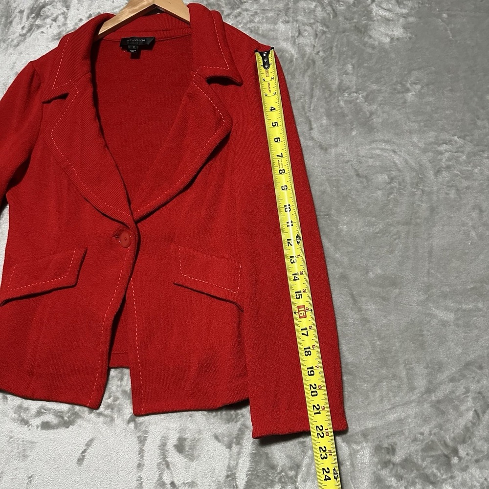 St John Collection Santana Knit Single Button Blazer Jacket Womens Sz 10 Red USA - Picture 6 of 10